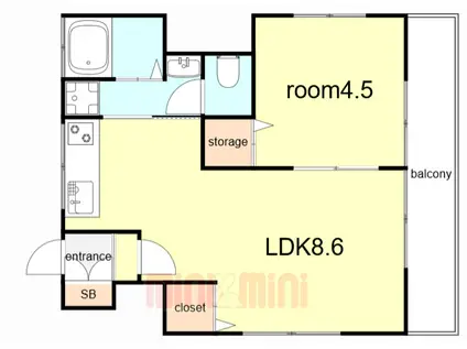 ラムール長田(1LDK/5階)の間取り写真