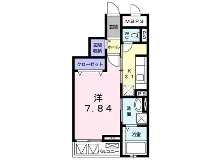 ナオパウム(1K/3階)の間取り写真