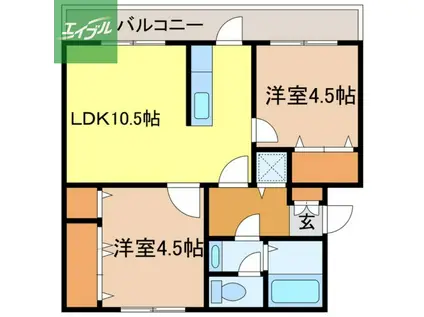 フロンティア葉山(2LDK/3階)の間取り写真