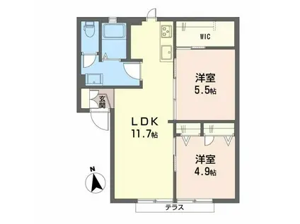 ラフォーレ櫛原A棟(2LDK/1階)の間取り写真