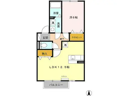 グランディールMI(1LDK/2階)の間取り写真