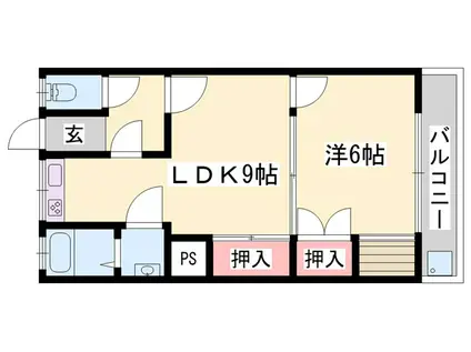網干コーポ(1LDK/1階)の間取り写真