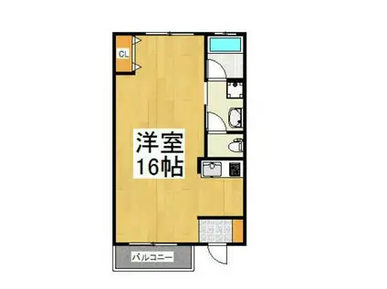 ル・ユニテ(ワンルーム/2階)の間取り写真