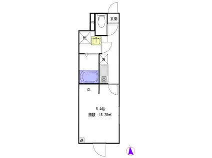 クレサージュ亀戸(1K/1階)の間取り写真