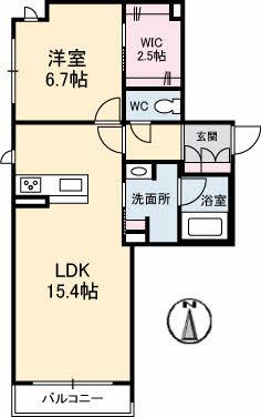 シャーメゾン 四季彩(1LDK/2階)の間取り写真