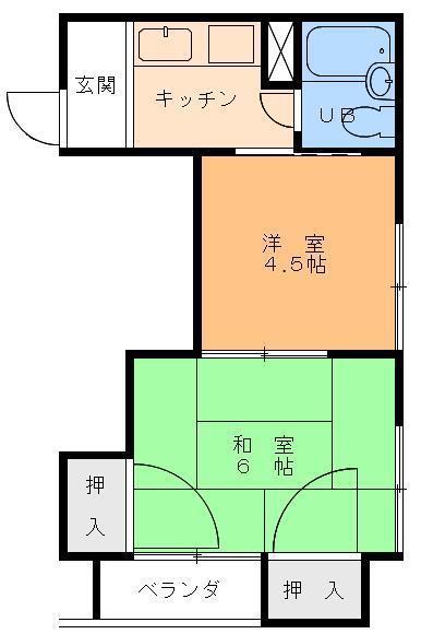 古町マンション(2K/3階)の間取り写真