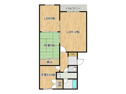 東光8.4プラザ(3LDK/1階)の間取り写真