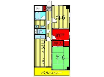 ウラニア天王台(2DK/3階)の間取り写真