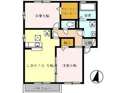 リビングタウン宮ノ下 D棟(2LDK/1階)の間取り写真