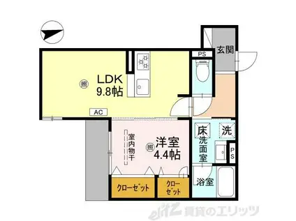 クレッシェンドVI(1LDK/1階)の間取り写真