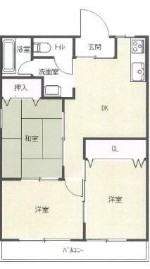 田寺ハイツ(3LDK/1階)の間取り写真
