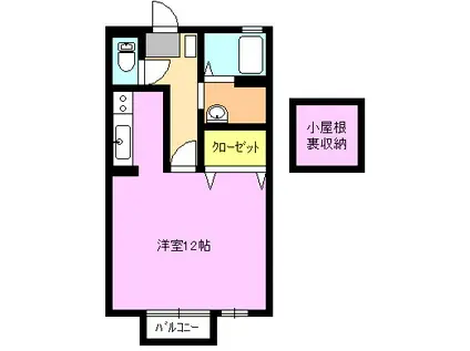 セジュール見和(ワンルーム/2階)の間取り写真