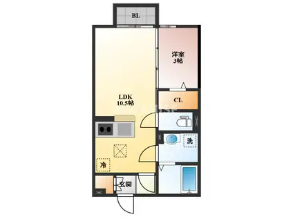 ニューハイツタリカドD(1LDK/1階)の間取り写真