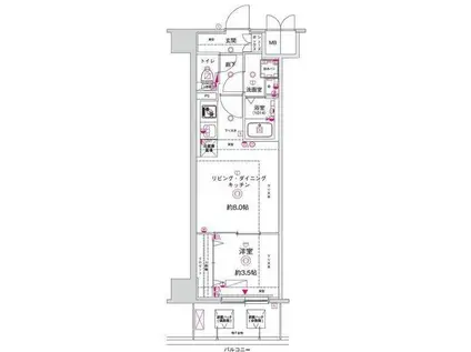 CREST TAPP 京都西京極DEX(1LDK/4階)の間取り写真