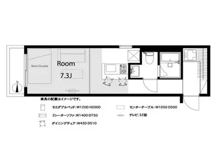 ノーブル西大井(ワンルーム/2階)の間取り写真