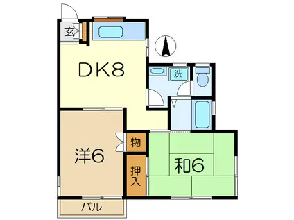 メゾンド角田Ⅱ(2DK/2階)の間取り写真