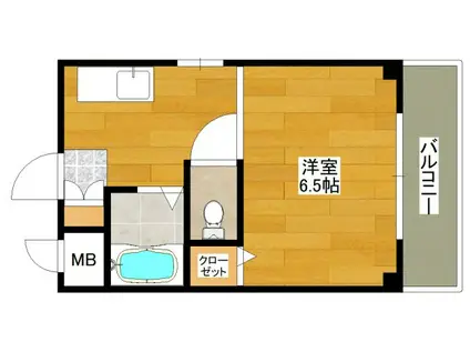 アパートメントシバタ1(ワンルーム/3階)の間取り写真