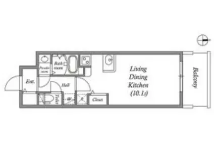 MELDIA CREST TAPP NAMBA ウエスト(ワンルーム/9階)の間取り写真