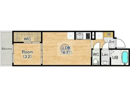 シエーナグランデ四条烏丸(1LDK/3階)の間取り写真