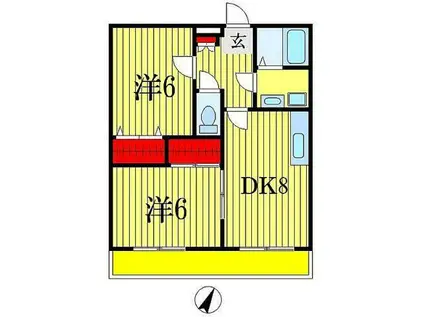 パナタウン白旗I(2DK/2階)の間取り写真