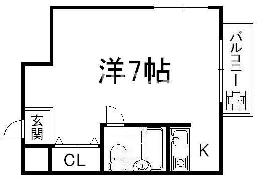 K・WARP(1K/4階)の間取り写真