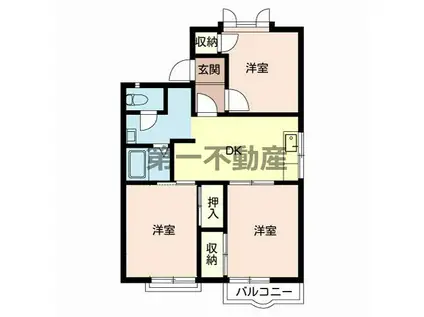 ガーデンハイツ緑ケ丘AB(3DK/2階)の間取り写真