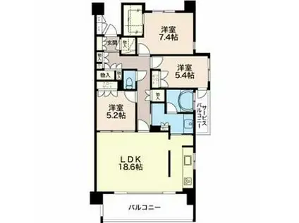 プライムメゾン富士見台(3LDK/4階)の間取り写真