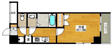ファーストワン江坂(1K/5階)の間取り写真