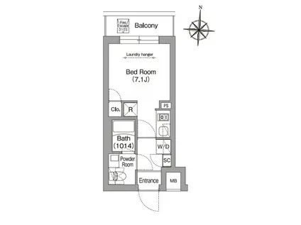 コンフォリア・リヴ南品川(ワンルーム/1階)の間取り写真