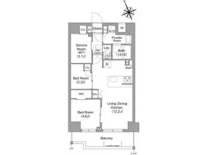 コンフォリア東葛西(2SLDK/4階)の間取り写真
