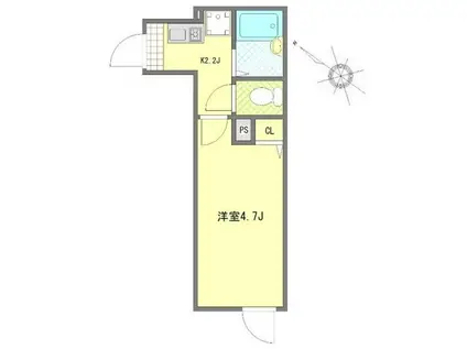 WELLBEING青砥II(1K/1階)の間取り写真