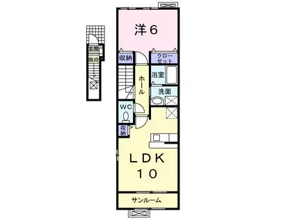 パレス・シュテイルB(1LDK/2階)の間取り写真