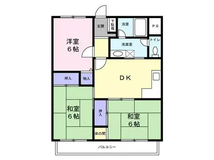 カーサ・ヌーヴォ三国丘(3DK/1階)の間取り写真