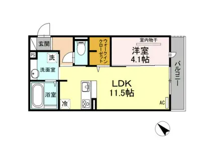 ディールーム光丘(1LDK/2階)の間取り写真