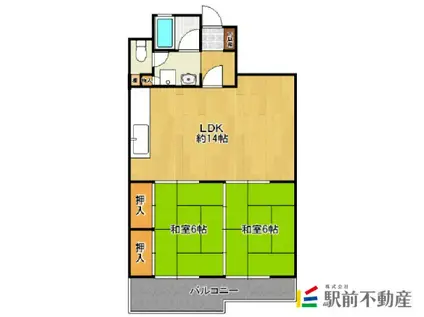 グランドール執行(2LDK/3階)の間取り写真