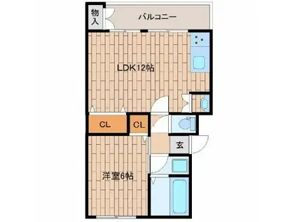 ハコス摂(1LDK/4階)の間取り写真