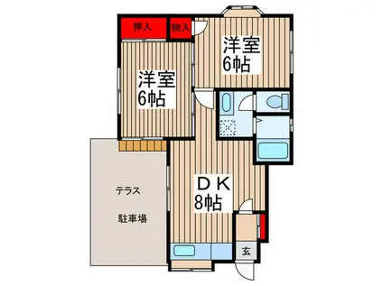 コーポ・ノアB(2DK/1階)の間取り写真