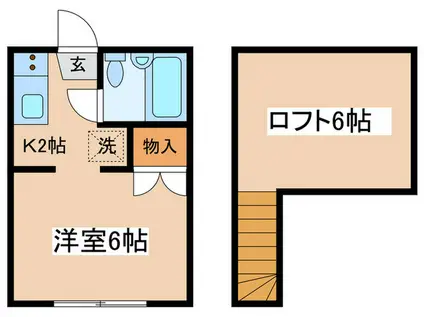 ガーデンマツイ(1K/2階)の間取り写真