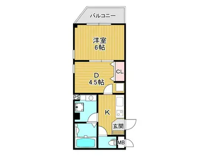 ザ・スカイレジデンス(1DK/3階)の間取り写真