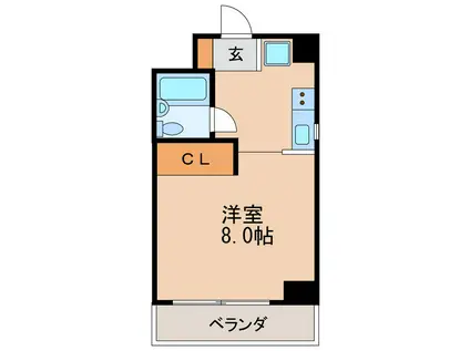 宮地ハイツ(ワンルーム/4階)の間取り写真