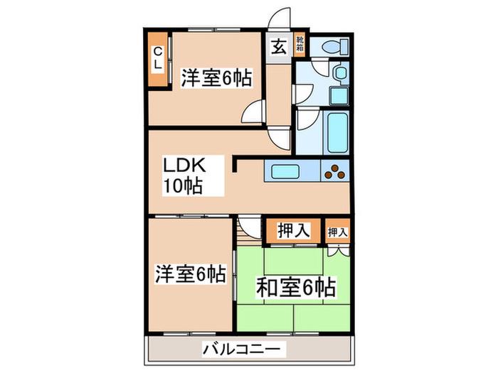 サンデーズII(3LDK/2階)の間取り写真