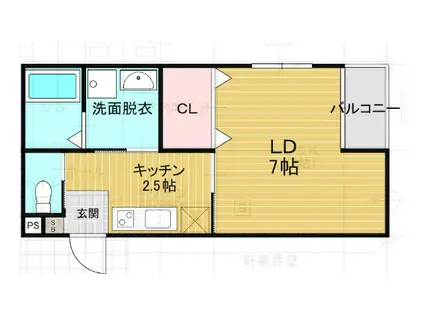 菊陽町新山アパート(1K/2階)の間取り写真