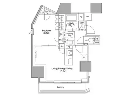 ザ・パークハビオ麻布十番(1LDK/8階)の間取り写真