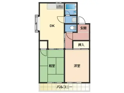 ヴィラ湯浅(2DK/3階)の間取り写真