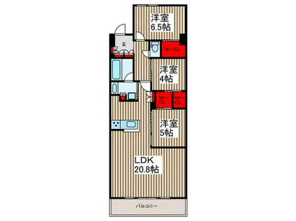 グランカーサ川口青木町公園(3LDK/4階)の間取り写真