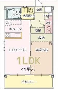 ISLAND吾田東A棟(1LDK/1階)の間取り写真