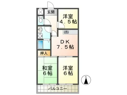 第2マンション旭(3DK/2階)の間取り写真