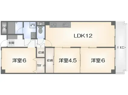 パレス千松(3LDK/2階)の間取り写真