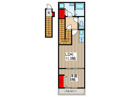 エステイトN東大宮(1LDK/2階)の間取り写真