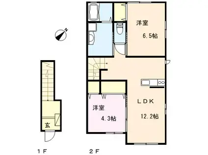 CIEL(2LDK/2階)の間取り写真